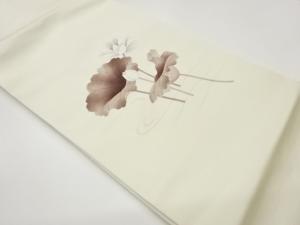 塩瀬金彩手描き流水に蓮模様名古屋帯